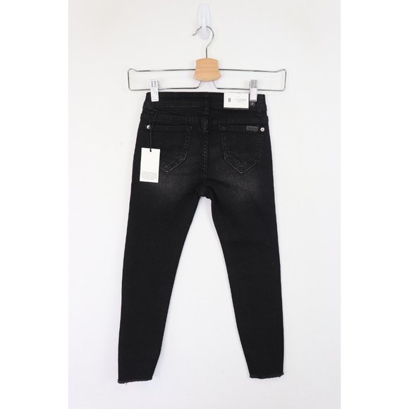 NWT 7 For All Mankind The Ankle Skinny Jeans Embroidered Chewed Hem Vintage Noir - Picture 6 of 7